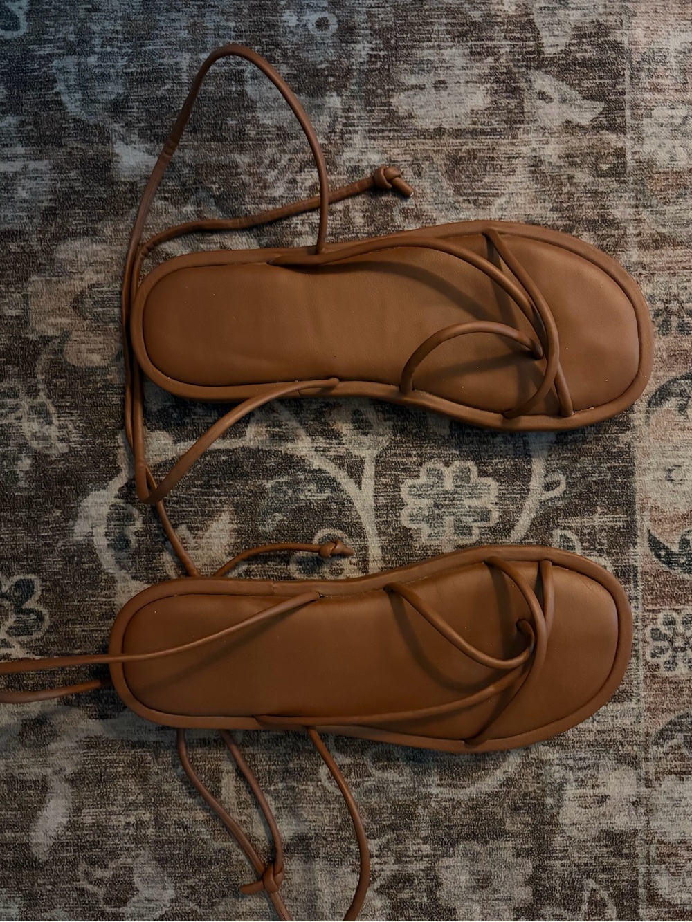 Women's Brown Strappy Lace-Up Sandals